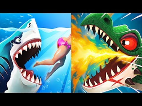 Hungry Dragon vs Hungry Shark World - ALL SHARKS & DRAGONS UNLOCKED 2021 - NEW UPDATE HUNGRY DRAGON