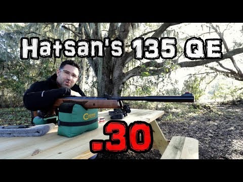 Hatsan 135 QE .30 Air Rifle (Review) + 25 & 50 Yard Accuracy TEST - Carnivore Break Barrel Airgun