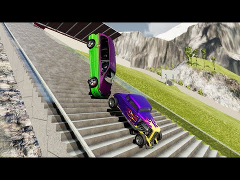 Insane Small Stairs Jumps Down (Crash Test) #2 - BeamNG.drive Down Stairs Jumps On Small Stairs