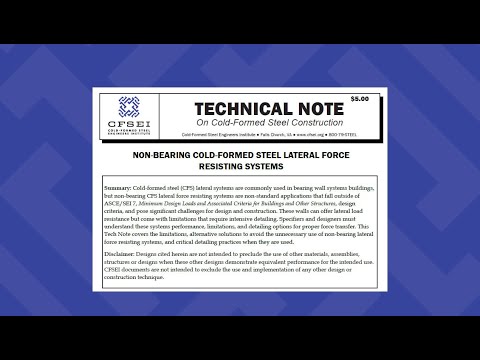 Tech Note L400-25, Non-Bearing Cold-Formed Steel Lateral Force Resisting Systems