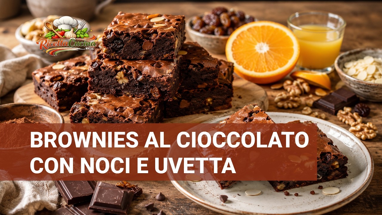 Anteprima video di Brownies al Cioccolato con Noci e Uvetta