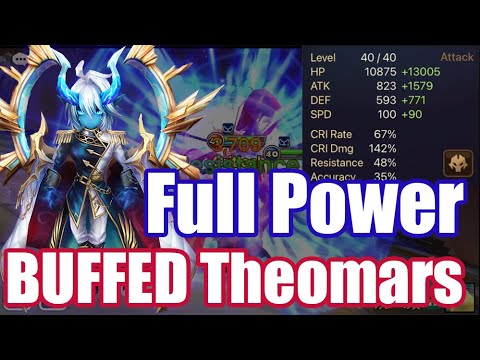 【Summoners War RTA】The BUFFED Full Power Theomars, he is king of power!!