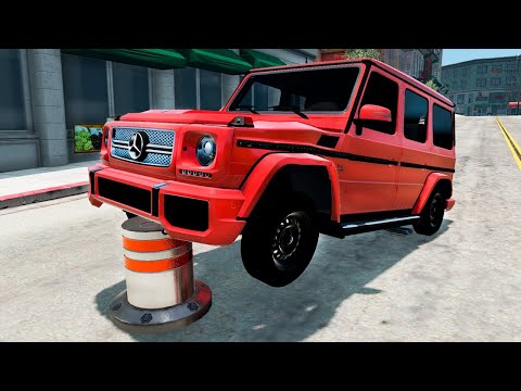 Cars vs Bollards 4K - BeamNG Drive Realistic Crashes