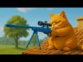 Orange Cat Aims With A Sniper To Hunt A Chicken From His Rooftop Cat Aicatvideo Catvideos