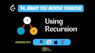 YouTube video 'Binary Tree Inorder Traversal with Explanation - Leetcode 94 - Python #python #binarytree #traversal'