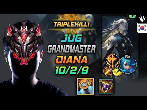 GrandMaster Diana Jungle vs Gwen - 천상계 정글 다이애나 벨트 정복자 - LOL KR 12.2