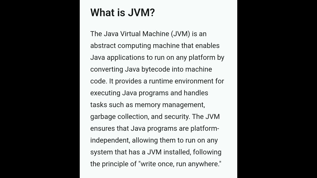 java interview questions and answers | what is jvm #java #interview #javaprogramming #shorts