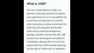 java interview questions and answers | what is jvm #java #interview #javaprogramming #shorts