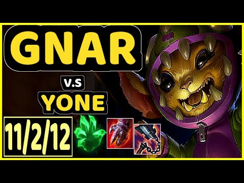GNAR vs YONE - 11/2/12 KDA TOP GAMEPLAY - BR Ranked GRANDMASTER