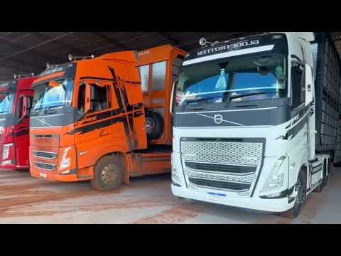 Zé Neto shows off his new truck garage at the farm *Only brand new FH trucks on the road* 😎