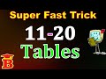 11 to 20 all Tables Easy Trick (Be Human Computer)