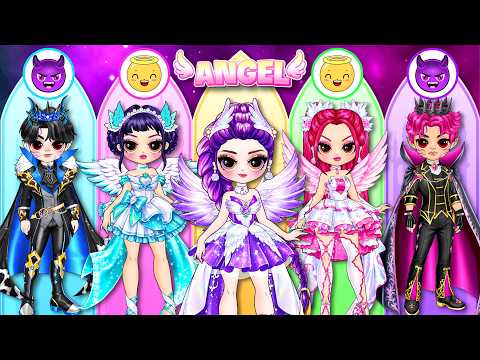 K-Pop Demon Hunters | Huntrix & Saja Boys: Angel vs Villain Glow Up! | DIY Fashion Paper Dolls