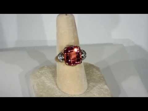 JUICY PINK TOURMALINE AND DIAMOND RETRO COCKTAIL RING
