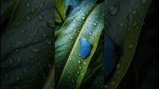 🌧️ Tropical Rain &amp; Blue Butterflies A Tranquil Moment in Nature🦋#RainAesthetic #TropicalRain #shorts