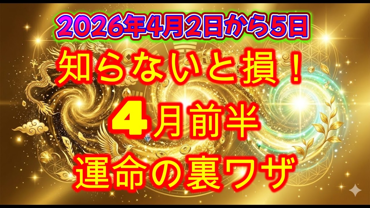 【50歳以上は尚更必見】＠4月の運命決定！激変の4日間攻略術!行動あるのみ！【吉日】【凶日】