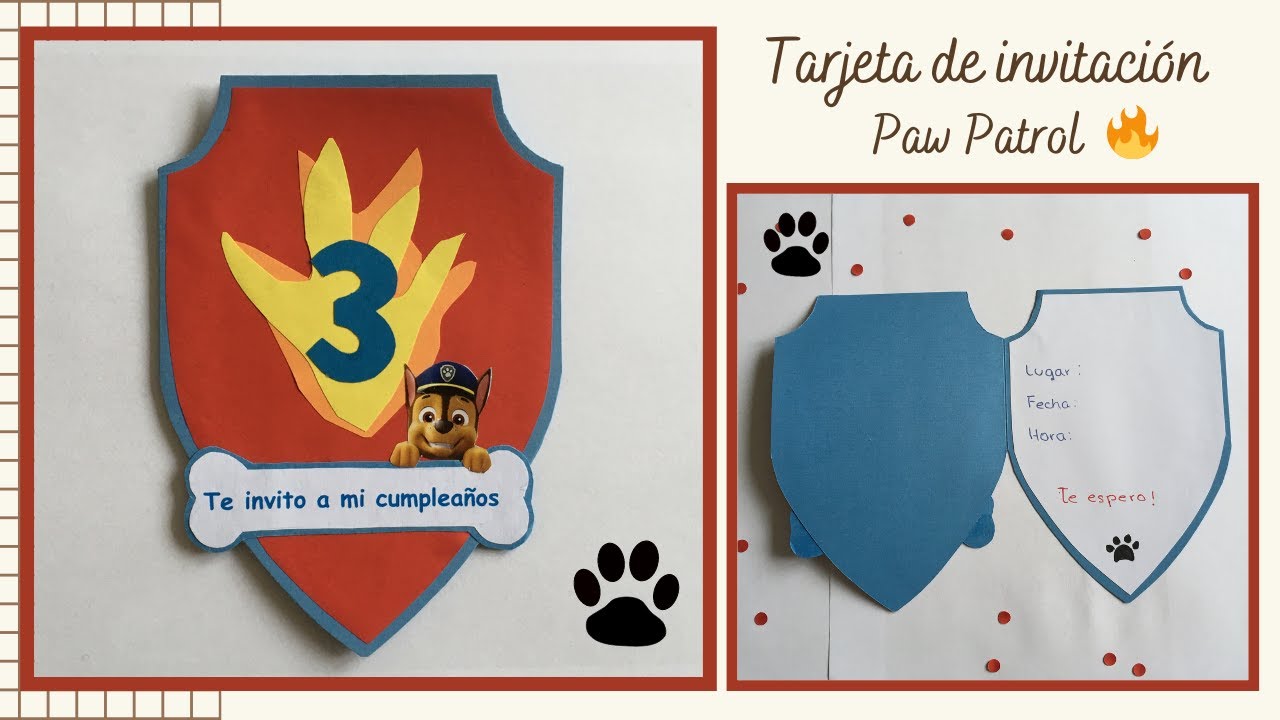 Tarjeta de invitación Paw Patrol / Einladungskarte Paw Patrol