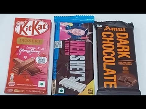 Hershey's vs Kitkat Desert Lovely Strawberry vs Amul Dark |unboxing chocolates #youtube video