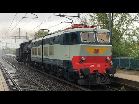 CAIMANO al traino di una VAPORIERA sotto la pioggia da Pistoia a Milano Greco Pirelli