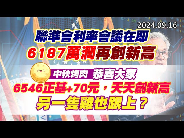 20240916《股市最錢線》#高閔漳 “聯準會利率會議在即，6187萬潤再創新高””中秋烤肉，恭喜大家6546正基+70元，天天創新高，另一隻雞也跟上？”