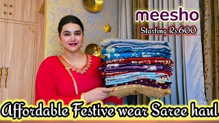 Meesho Festive wear saree haul ( Embroidery, Georgette, silk banarsi, many more // Pooja choyal