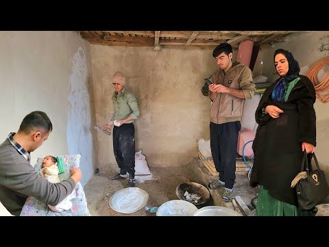 🧱🤍 Starting to whitewash the warehouse with white plaster for the new room, Abu and Ali's art show