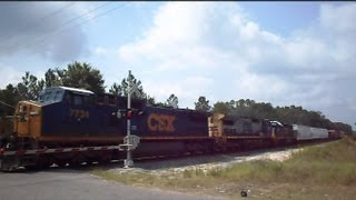 preview picture of video 'CSX Mixed Freight Train Through Callahan Florida'