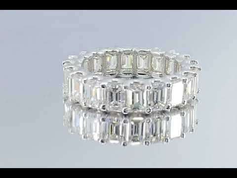 SOLD 5.60 ct 20 x emerald cut DIAMOND eternity band ring 18k white GOLD