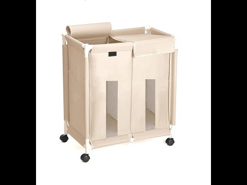2 sections laundry basket with wheels, rolling laundry hampe...