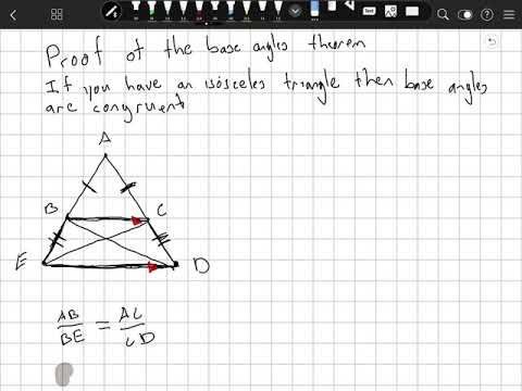 Proof of the base angles theorem of an isosceles triangle