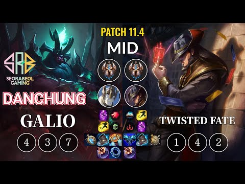 SRB Danchung Galio vs Twisted Fate Mid - KR Patch 11.4
