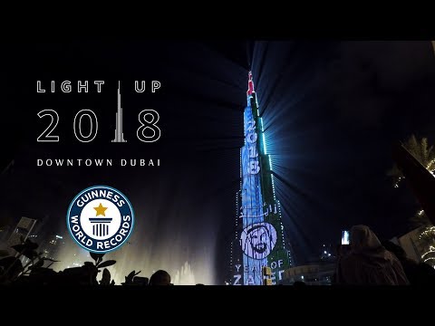 Dubai New Year Light Show | Burj Khalifa Light Up 2018 | Guinness World Records