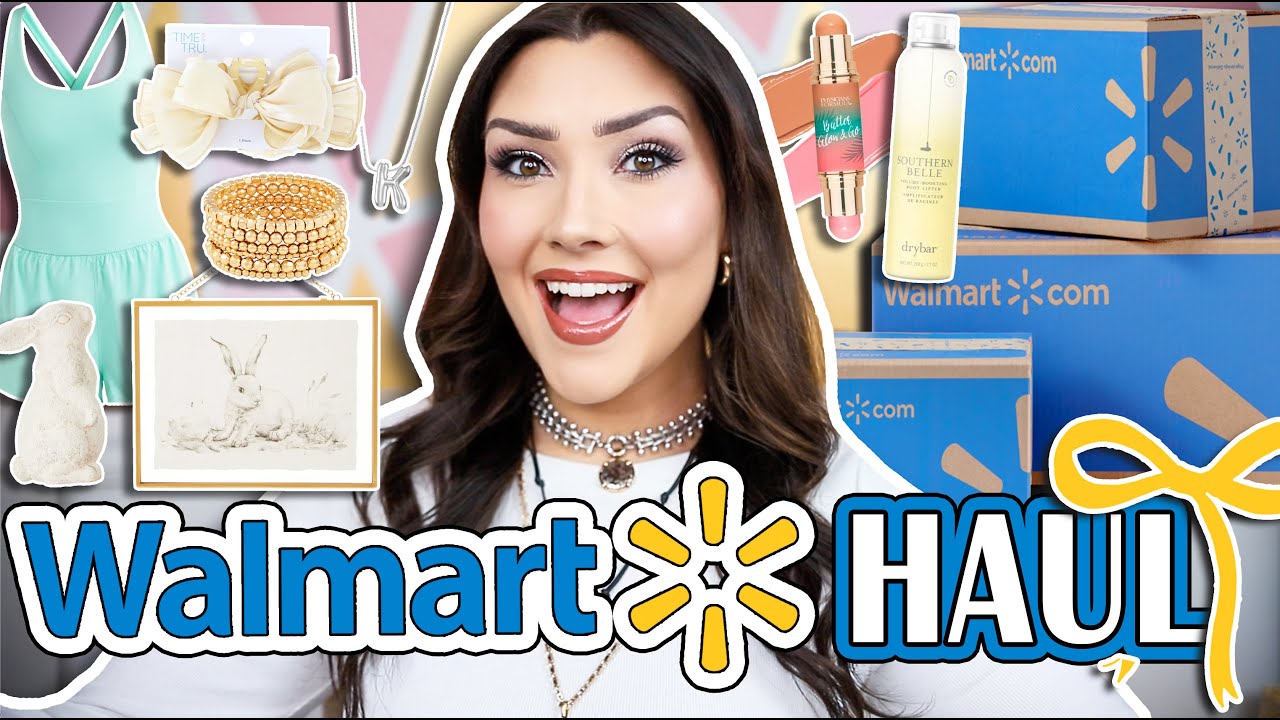 HUGE WALMART HAUL 💙 beauty, spring decor, accessories, easter basket goodies + MORE! #walmarthaul