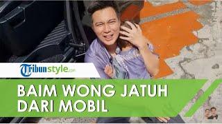 Baim Wong Jatuh saat Turun dari Mobil Sambil Gendong Kiano