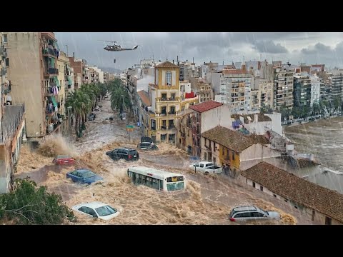 Chaos in Barcelona, Spain! Flash Floods Wash Away Cars in Badalona, Turning Streets Into Rivers