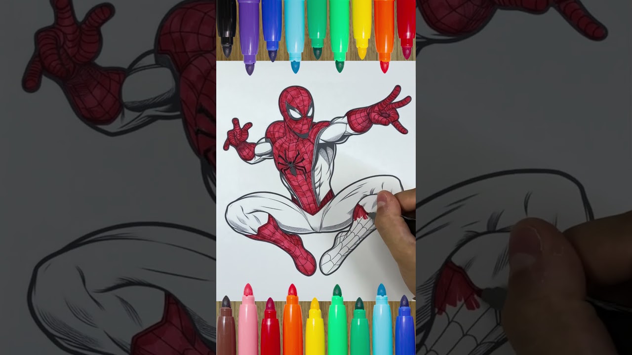 Colorare Spider-Man - Tutorial per Bambini Marvel - Uomo Ragno da colorare