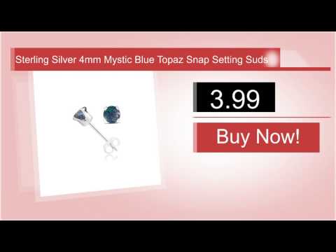 Sterling Silver 4mm Mystic Blue Topaz Snap Setting Suds
