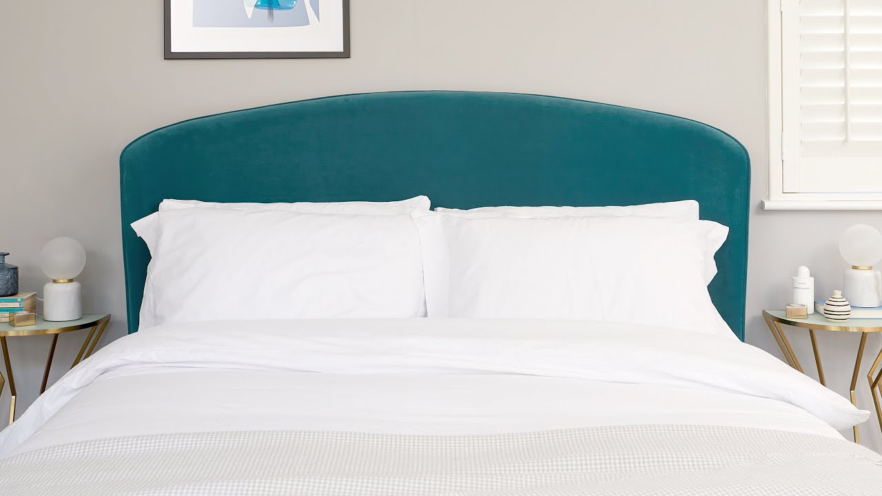 Carina Velvet Bed in Ocean and Light Grey - Double, King Size