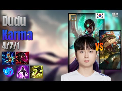Dudu Top Karma vs Teemo lol KR solo rank Full Game 15.2 | 두두 카르마 vs 티모