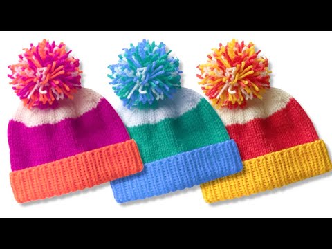 KNIT BABY HAT PATTERN super easy How to knit for beginners, Easy knit tutorials in various sizes