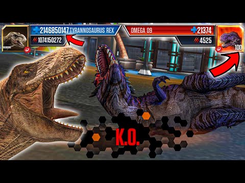 T-REX LEVEL 999 vs OMEGA 09 LEVEL 125 | Jurassic World: The Game