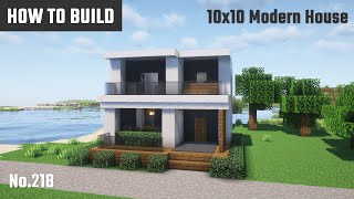 マイクラ建築：シンプルでおしゃれなモダンな家の作り方。10x10ブロックで簡単に。No.218【Minecraft】
