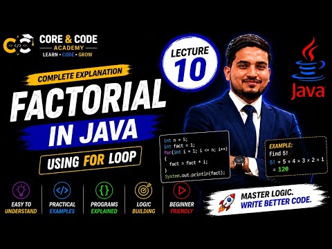 Factorial In Java Using For Loop Java Programming Tutorial Lecture 10