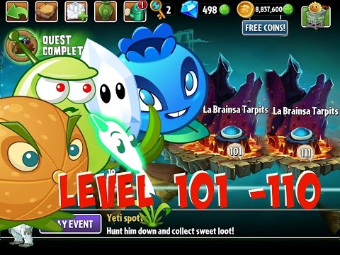 Plants vs Zombies 2 La Brainsa Tarpits Epic Hack Level 101-110 - Sparks & Lightning