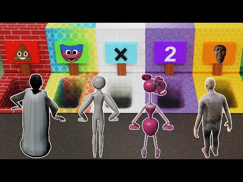 Granny and Secret Portals vs Mommy Long Legs vs Grandpa vs Man From window funny horror animation