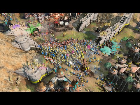 Age of Empires 4 - 4v3 MASSIVE SIEGE DEFENSE | Multiplayer Gameplay