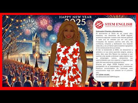 STEM ENGLISH WISHES YOU A HAPPY NEW YEAR 2025 WITH AI