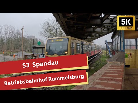 (5K) Einfahrt der S-Bahn Linie S3 am Betriebsbahnhof Rummelsburg