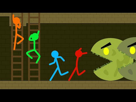 Red and Blue , Stickman Animation - Part 17 ( Pacman )