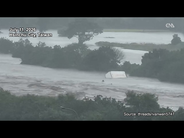 Typhoon Bavi swells rivers in Hsinchu, Miaoli