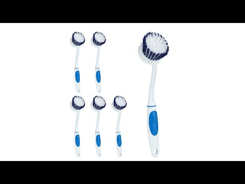 Spülbürste 6er Set Grau - Weiß - Kunststoff - 5 x 27 x 8 cm